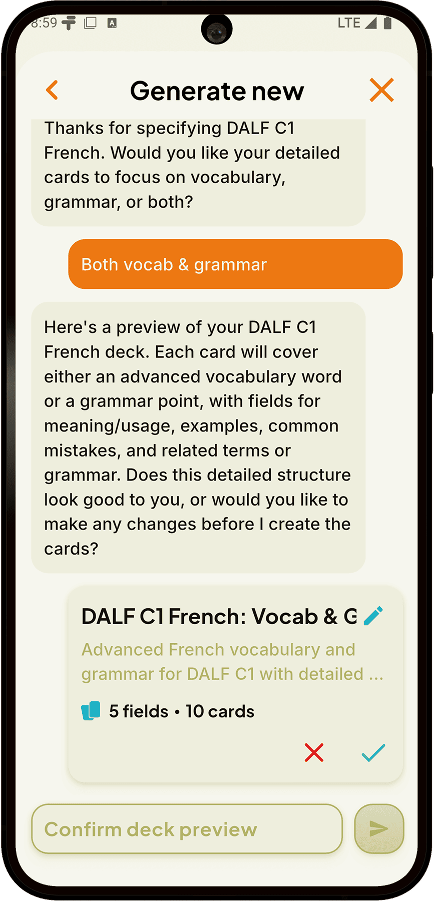 AI Flashcard Generation mockup